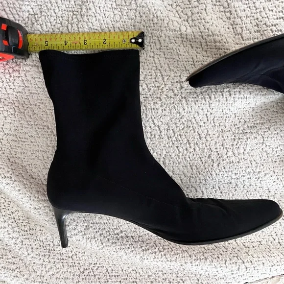 🌟🌟Black Heeled Ankle Boots with Pointed Toe and Slip-On Design - Picture 3 of 7